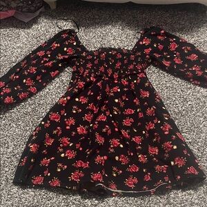 Old Navy Black and Red Floral Kids Dress